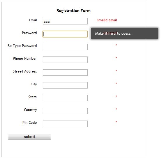Jquery Registration Form Validation Free Download